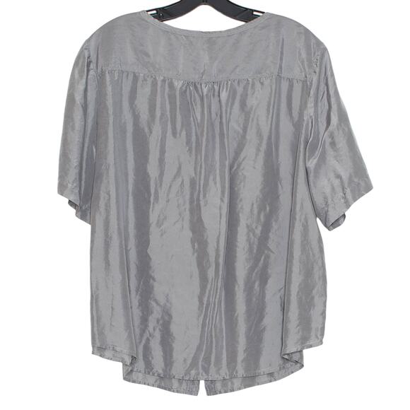 Talbots Top Silk Button Minimalist Classic Business Casual Quiet Luxury Gray 20 - Picture 2 of 6